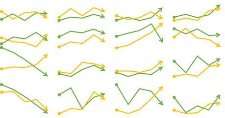 折れ線グラフのグラフィック素材イラスト