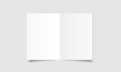 Blank white paper vector. Bi fold paper mockup template with shadow. Brochure, magazine, cover design
