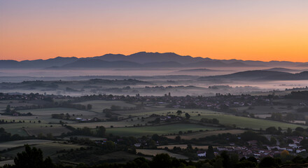 Misty Sunrise Landscape: Scenic View