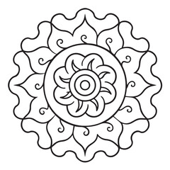 anti stress mandala coloring page, bold and easy mandala coloring page, mandala coloring page, line art, black and white illustration