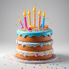happy birthday cake on white background 