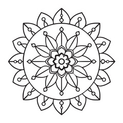anti stress mandala coloring page, bold and easy mandala coloring page, mandala coloring page, line art, black and white illustration