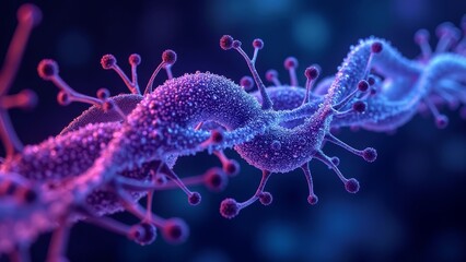 Purple glowing microscopic image