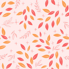 Sweet Pinks Leaves Vector Seamless Pattern
