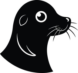Black silhouette of a sea lion isolated
