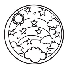 anti stress mandala coloring page, bold and easy mandala coloring page, mandala coloring page, line art, black and white illustration