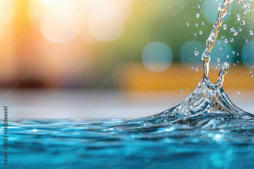 Poster water splash action natural environment high-quality image close-up view vibrant colors dynamic moti