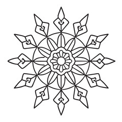 anti stress mandala coloring page, bold and easy mandala coloring page, mandala coloring page, line art, black and white illustration