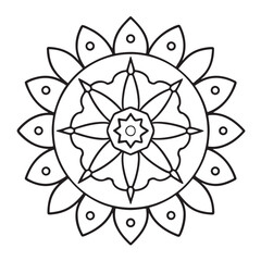 anti stress mandala coloring page, bold and easy mandala coloring page, mandala coloring page, line art, black and white illustration