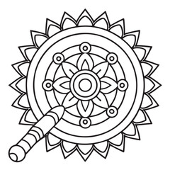Obraz premium anti stress mandala coloring page, bold and easy mandala coloring page, mandala coloring page, line art, black and white illustration