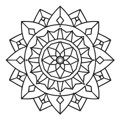 anti stress mandala coloring page, bold and easy mandala coloring page, mandala coloring page, line art, black and white illustration
