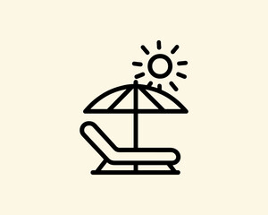 Creative logo of beach chair sun umbrella