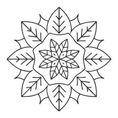 anti stress mandala coloring page, bold and easy mandala coloring page, mandala coloring page, line art, black and white illustration