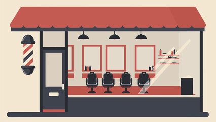 Classic Barbershop Exterior and Interior Design Illustration