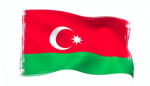 Azerbaijan flag animation. Brush painted azerbaijani flag on a transparent background. Brush strokes. Azerbaijan patriotic template, national state banner. Animated design element.