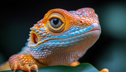 Fototapeta premium Close-Up of a Gila Monster's Head with Detailed Scales and Textures under Natural Lighting