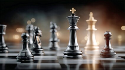 Chess Game in Progress With Strategic Moves and Dramatic Lighting