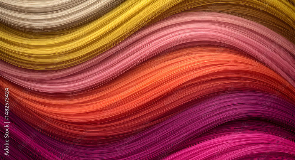 Poster abstract wavy lines in shades of gold to pink creates captivating contrasting colors and smooth tran