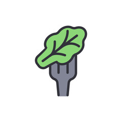 Fork Holding Fresh Green Leafy Vegetable Symbol On Transparent Layout
