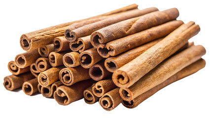 Whole Cinnamon Sticks on White Background Aromatic Spice for Baking
