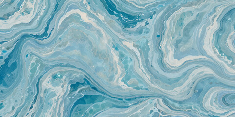 Vector watercolor ocean wave line blue and white background. Ocean sea art with natural template. Seamless soft blue ocean pattern wave water background.