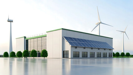 Sustainable Energy Efficient Smart Building Solar Panels, Wind Turbines, and Green Design