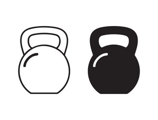 Kettlebell Icon. Black and White Silhouettes of a Gym Weight for Strength Training