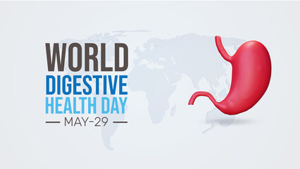 World Digestive Health Day – May 29 Awareness Concept with 3D Stomach Illustration