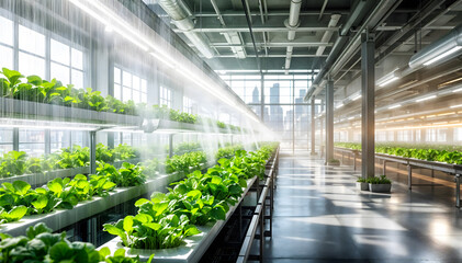 Automated Hydroponic Farming in Modern Indoor Greenhouse