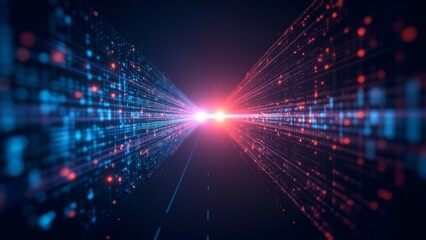 Obraz premium Red and Blue Luminous Technology Line