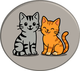 Two kittens colored gray and orange