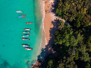 longtail boat in turquoise clear water paradise tropical banana beach Phuket Thailand. Amazing...