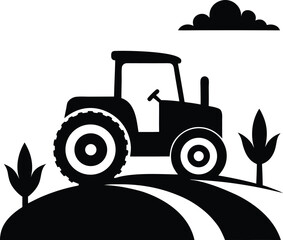tractor silhouette vector