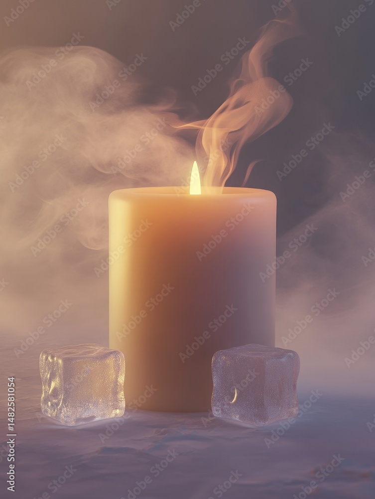 Poster illuminated candle in soft light creating a calm and serene atmosphere perfect for meditation and re