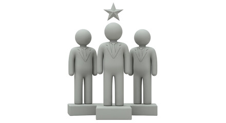 Isolated Three Businessmen with a Star On Top of the Head