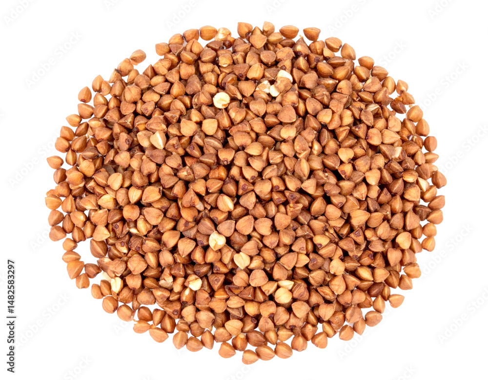 Poster buckwheat kernels forming a circle on transparent background