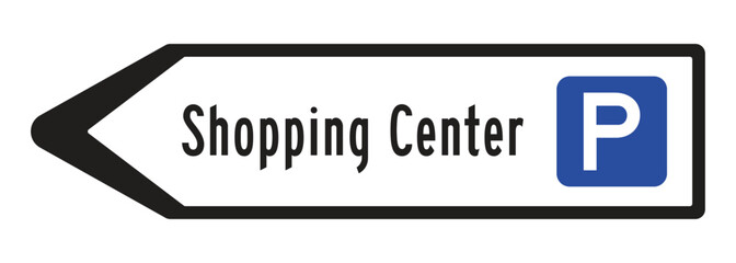 Shopping Center Directional Sign with Parking Information – High Quality Vectorial Stock Graphic