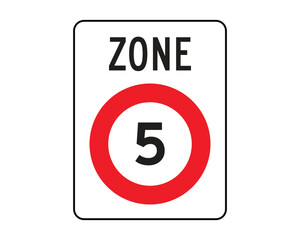 Speed Limit Zone 5 Sign – Traffic Regulation for Controlled Speed Areas – High Quality Vectorial Stock Graphic