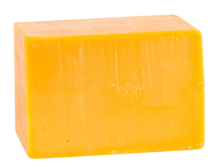 Block of cheddar cheese isolated on transparent background