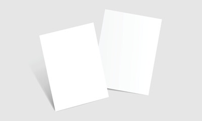 Blank white paper vector. Paper sheet mockup template with shadow. Brochure, flyer, poster design
