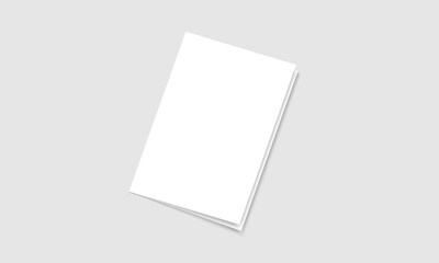 Blank white paper vector. Bi fold paper mockup template with shadow. Brochure, magazine, cover design