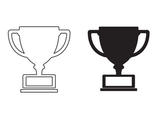 Trophy Cup Icons. Classic Black and White Champion Award Symbol