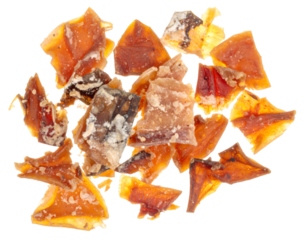 Dried bonito flakes falling on transparent background