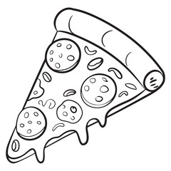 Fun Pizza Slice Minimal Line Drawing &ndash; Black and White Food Art