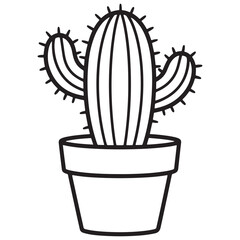 Cute Minimal Cactus Line Art Illustration