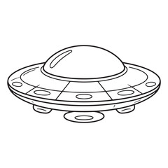 UFO Spaceship Minimal Cartoon Drawing