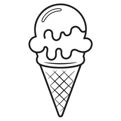 Ice Cream Cone Minimal Line Drawing