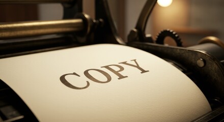 Vintage Printing Press Producing a Copy: Close-up Detail of Antique Machinery and Newly Printed Paper