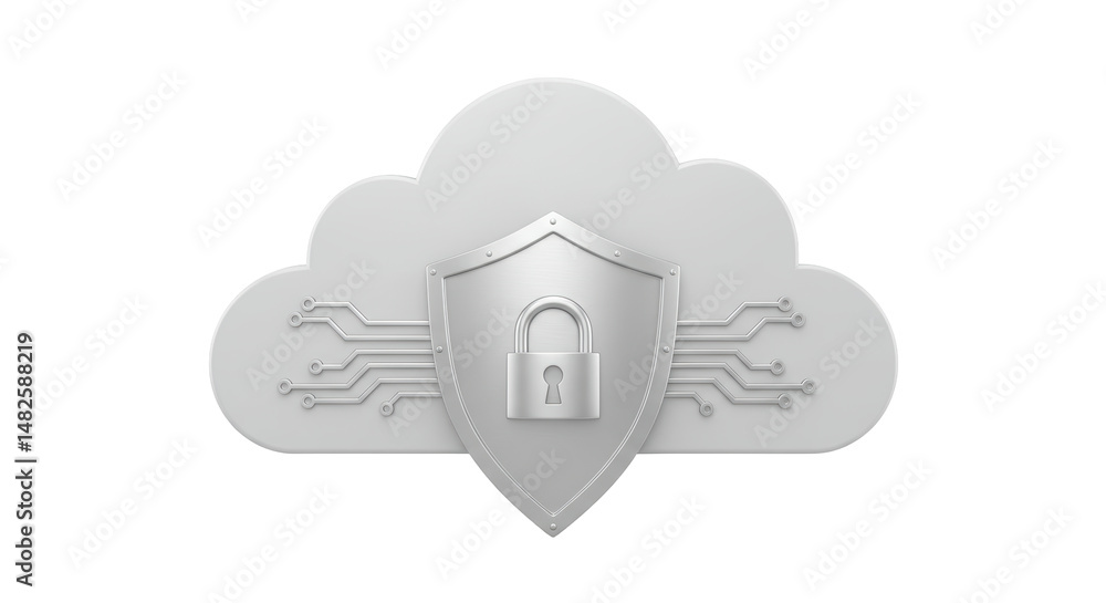 Poster isolated cloud computing security shield icon