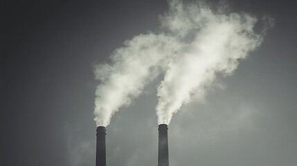 Industrial smokestack emitting smoke into the sky illustrating environmental impact of industry